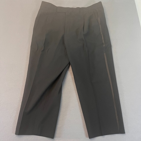Tuxedo Club Mens 48R, 43W (41W) Side Striped Black Suit Pants Adjustable Waist - Picture 1 of 13